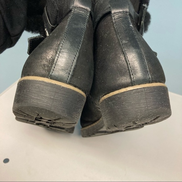 DUNE LONDON Sz 9 Moto  Style Faux Fur Lined With Straps Ankle Booties - Picture 5 of 9